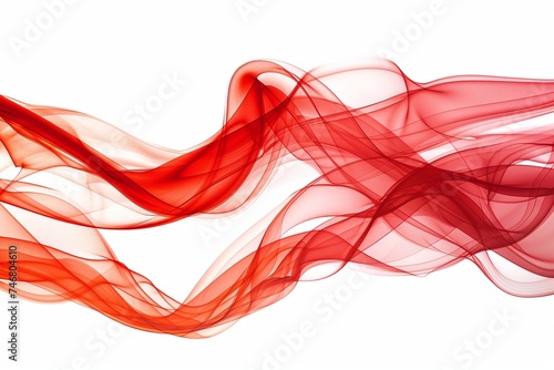 abstract red smoke wave on white background, abstract red smoke wave.  Generative AI 