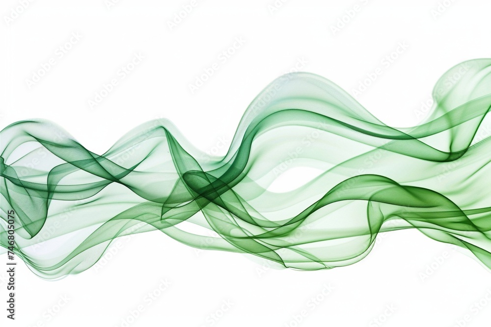 Fototapeta premium abstract green smoke on white background with copy space, art design. Generative AI