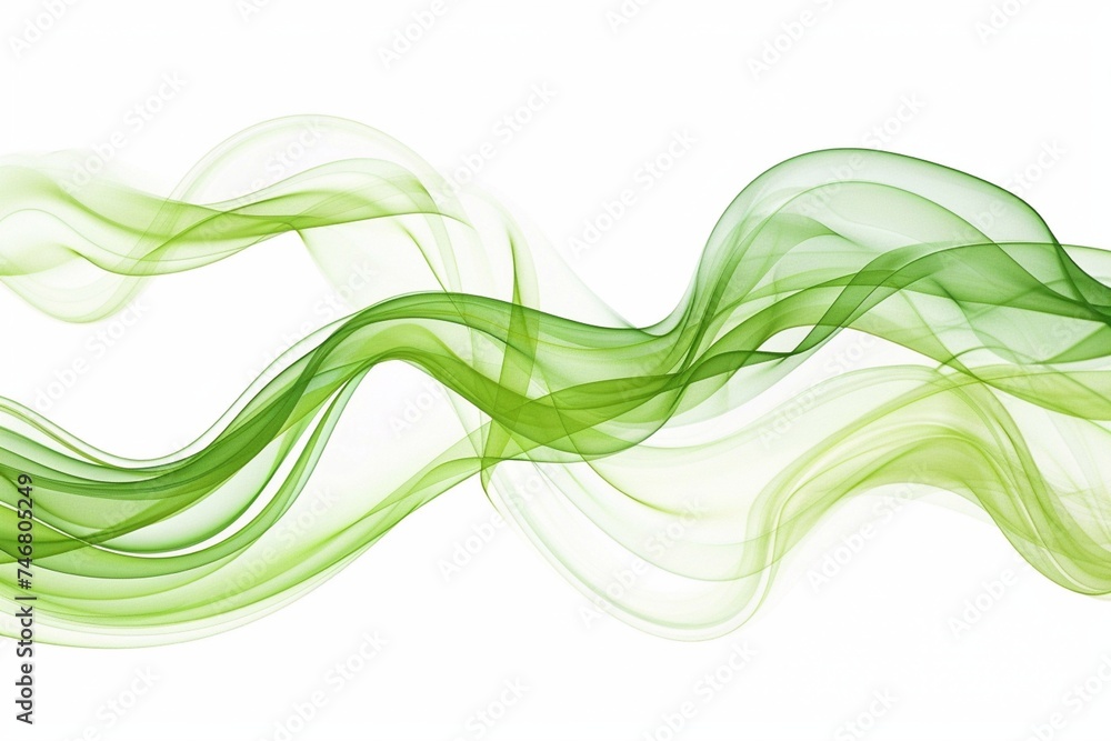 Abstract green wave on white background. illustration for your design. Generative AI Abstract green wave on white background. illustration for your design. Generative AI
