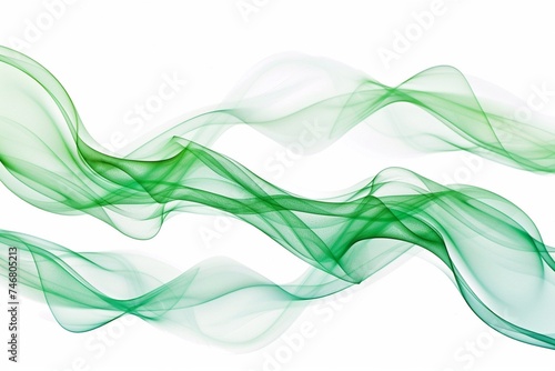 abstract green smoke waves on white background close-up, abstract background. Generative AI