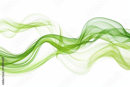Abstract green wave on white background. illustration for your design. Generative AI