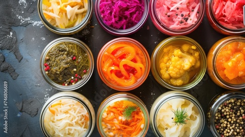 assortment of colorful pickled vegetables in jars, incorporating fermented foods into your diet to support a healthy gut