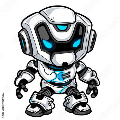 Robot Cartoon Mascot Character. Vector Illustration Isolated On White Background