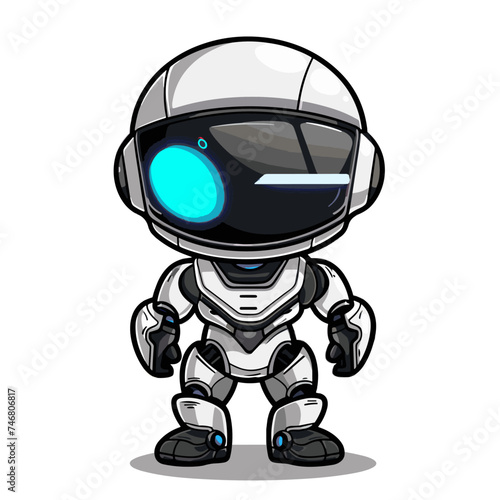 Cute robot character isolated on a white background. Vector illustration.