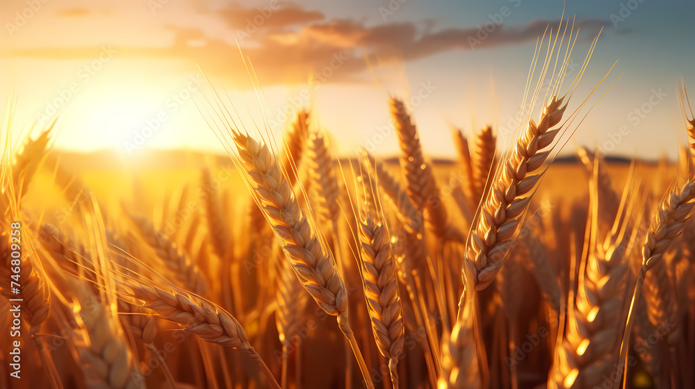 A wheat field and a beautiful neon sunset A wheat field and a beautiful neon sunset