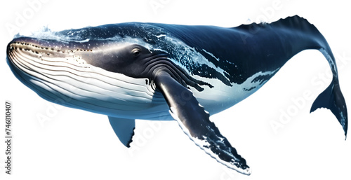 Big whale illustration. White isolation