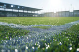 Green field in a football stadium. Generative AI