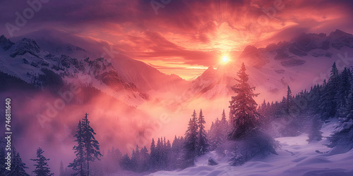 Misty Mountain Moments Embrace - High Altitudes Background - Enigmatic Essence - Misty Mountain Light - Misty Mountain Moments