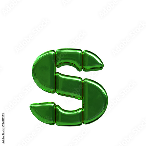 Symbol made of green vertical blocks. letter s