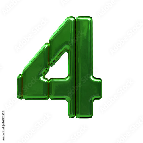 Symbol made of green vertical blocks. number 4