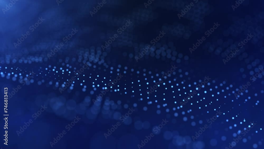Digital flowing dots blue loop background