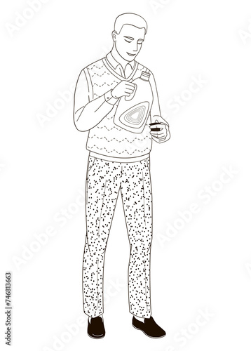 man pouring laundry detergent from bottle into cap