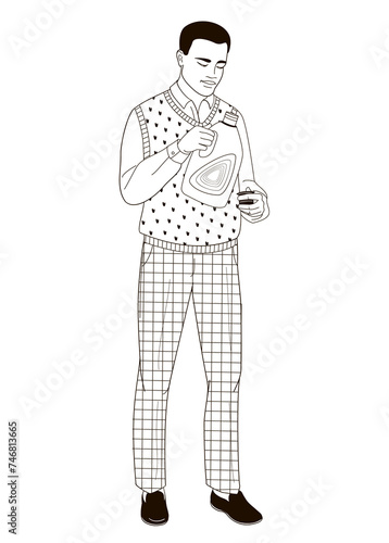 African Américan man pouring laundry detergent from bottle into cap