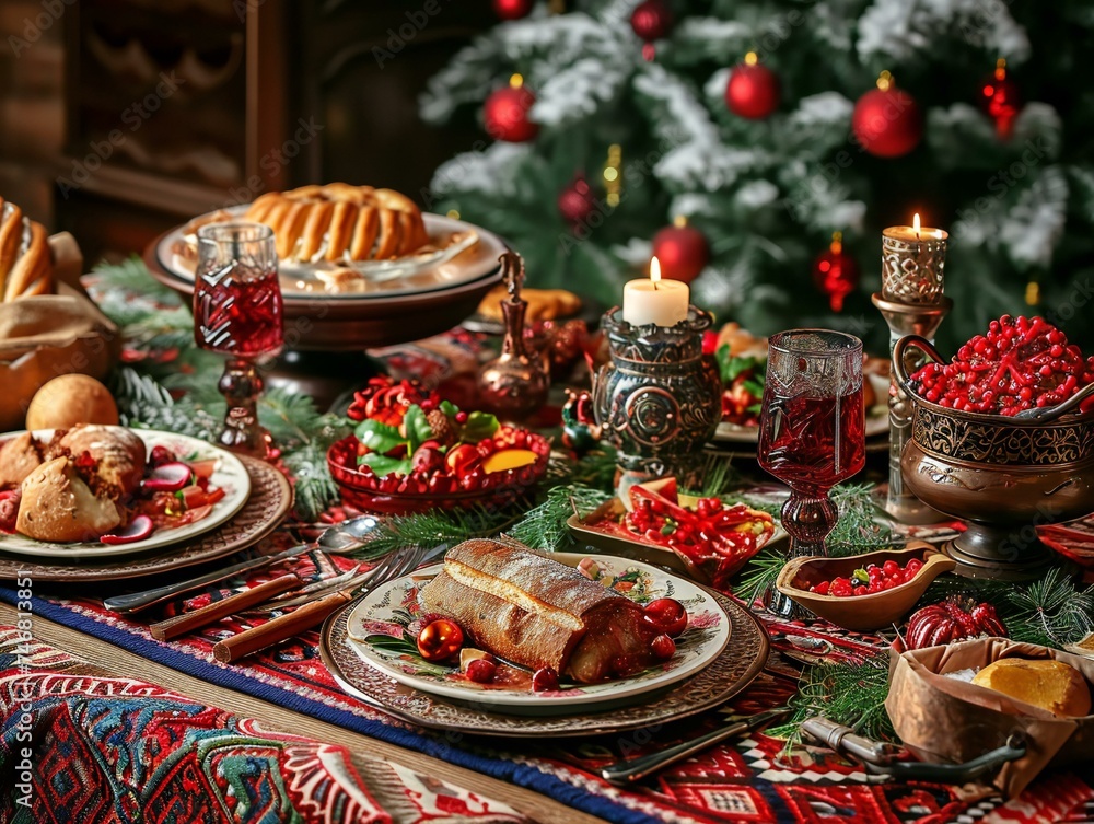 Elegant Festive Christmas Dinner Table Setting