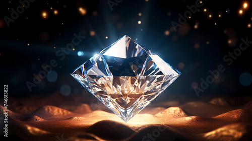 Diamonds, precious gemstones on soft light background photo