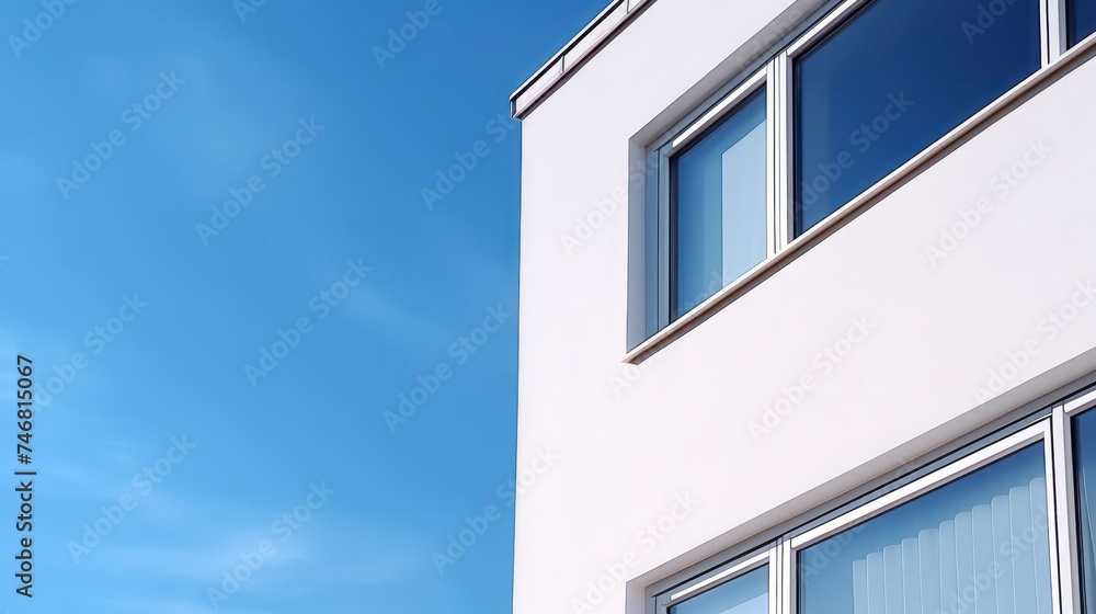 Modern apartment buildings on a sunny day with a blue sky. Facade of a modern apartment building Modern apartment buildings on a sunny day with a blue sky. Facade of a modern apartment building