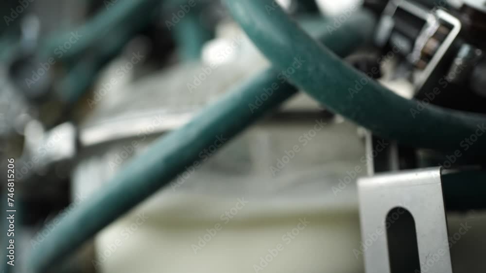 Cow milking system. Atomatiс dairy robot for milking cows at dairy farm Cow milking system. Atomatiс dairy robot for milking cows at dairy farm
