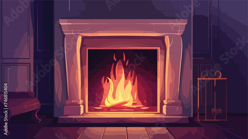 fireplace with fire isolated background illustration