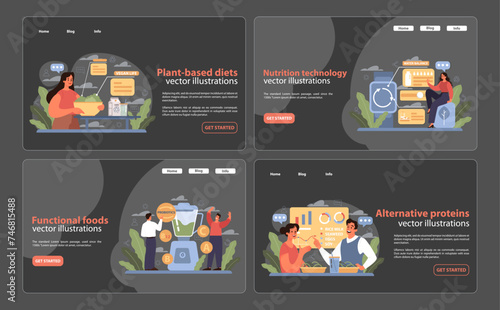 Dietary Trends Website Banners. Visually appealing vector illustrations for plant-based diets.