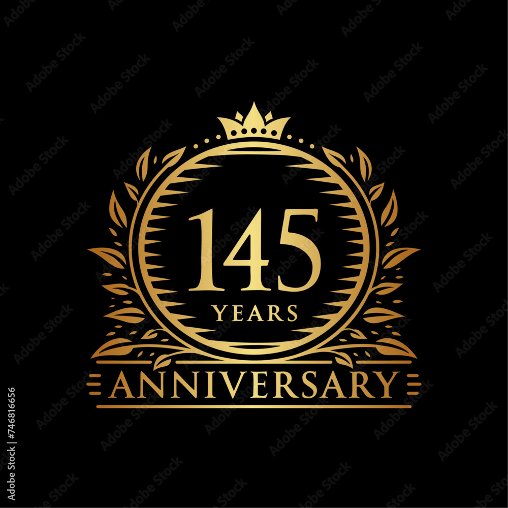 145 years celebrating anniversary design template. 145th anniversary logo. Vector and illustration. 145 years celebrating anniversary design template. 145th anniversary logo. Vector and illustration.
