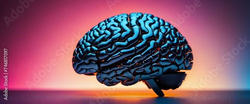 Human Artificial Computer Brain. Showcases various lobes, sulci, and gyri brain focus on realism photo