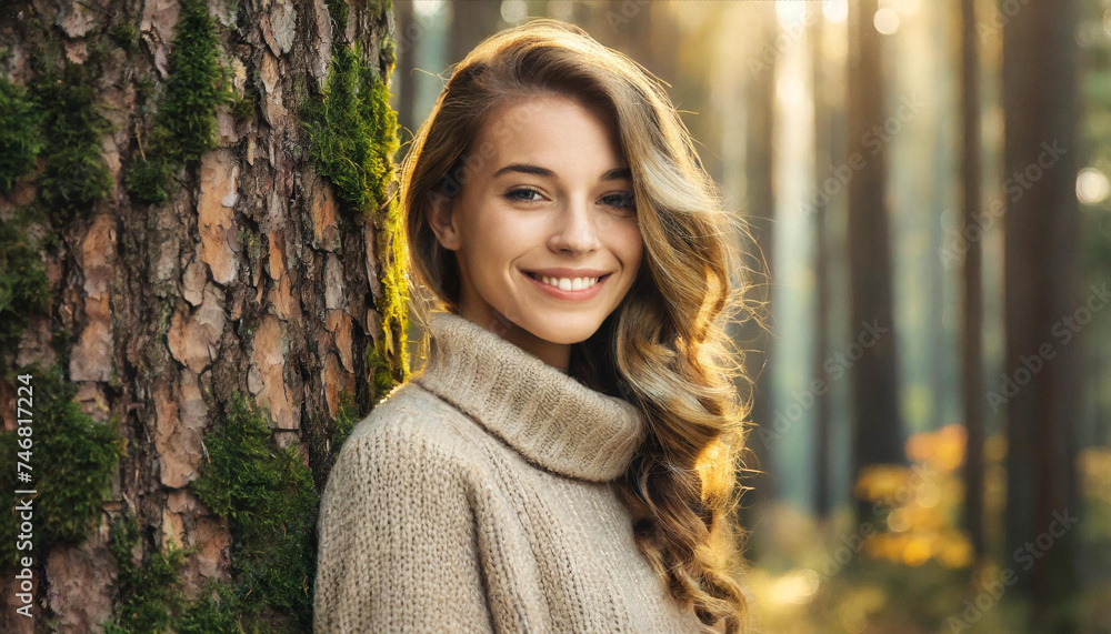 portrait of a woman wearing a woolen jumper portrait of a woman wearing a woolen jumper
