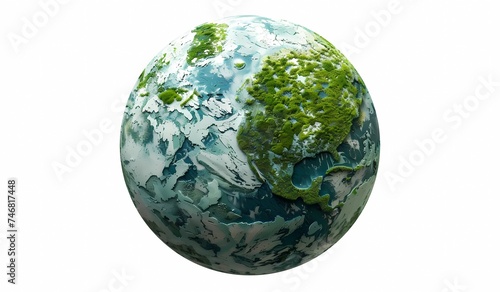 Banner with planet on white background. Planet Earth. Earth Day. April 22. The concept of a green world and protection of the Earth. Ecology. Photorealism.