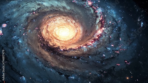 An awe-inspiring spiral galaxy with intricate layers of stars  dust  and cosmic gas  captured in vibrant colors.