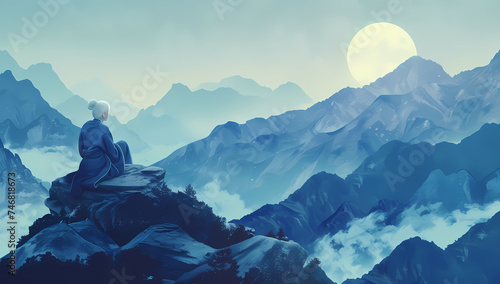 abstract illustration wallpaper of mountains. Generative AI