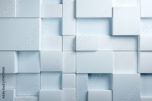 The white wall is adorned with numerous square tiles, creating a clean and minimalistic aesthetic. The tiles are evenly spaced and neatly arranged, enhancing the simplistic design of the wall