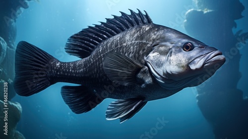 Black Sea Bass fish Ai Generative © 3DLeonardo