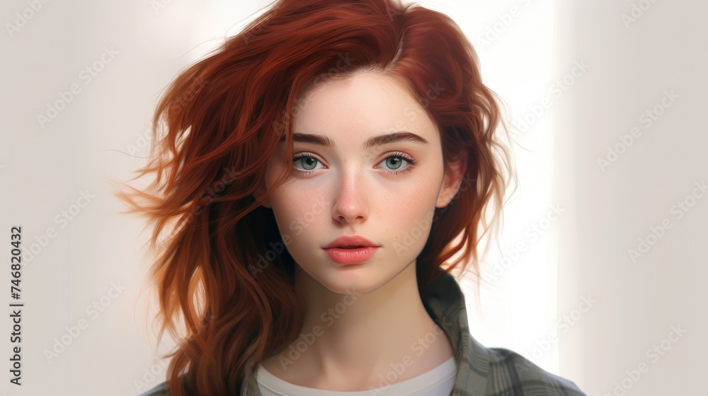 Woman with red hair Ai Generative Ai Generative Woman with red hair Ai Generative Ai Generative