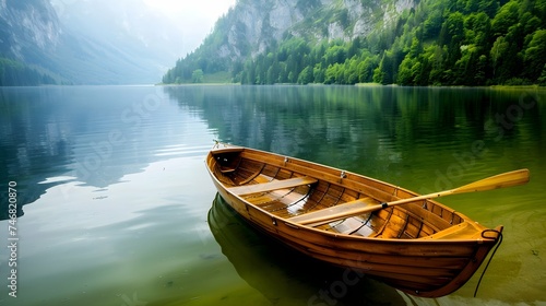 An empty boat on a lake