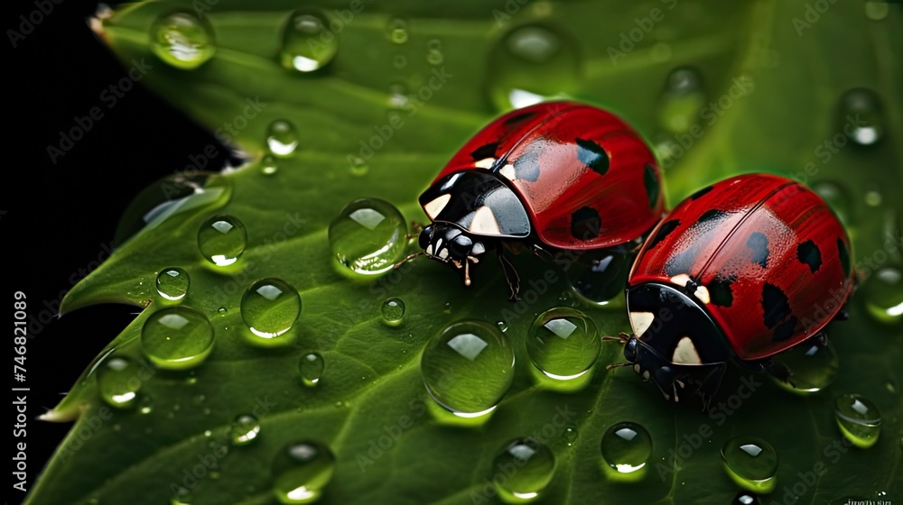Close-ups of ladybugs in their natural habitat, such as leaves or grass, to create a realistic setting. The intricate patterns and textures of insects and the natural elements that surround them. Close-ups of ladybugs in their natural habitat, such as leaves or grass, to create a realistic setting. The intricate patterns and textures of insects and the natural elements that surround them.