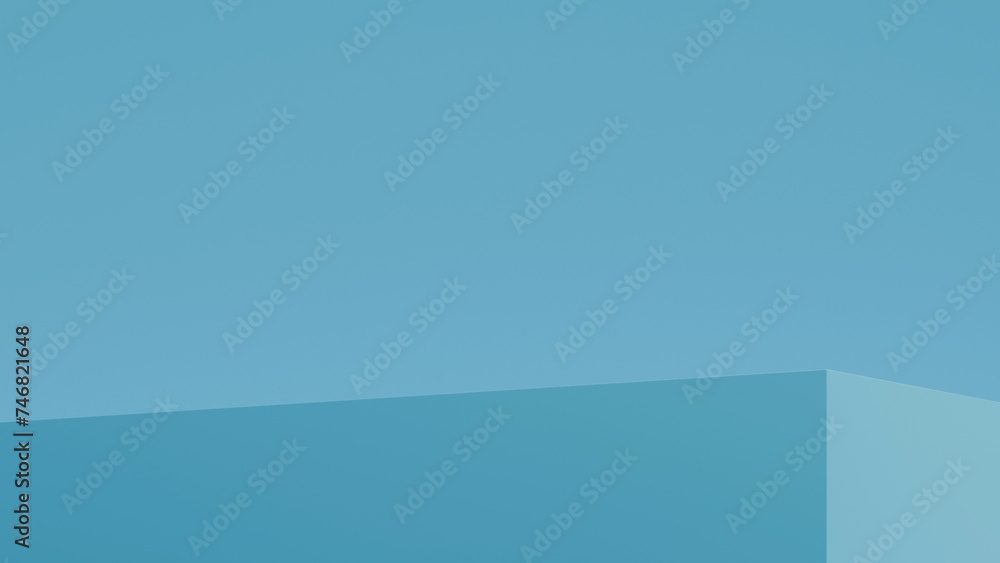 Fototapeta premium Abstract empty blue podium on blue background. Mock up stand for product presentation. Minimal concept.