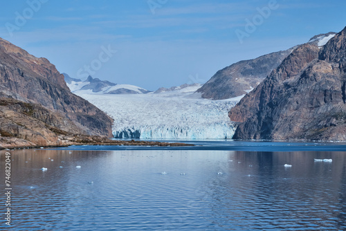 Kuannit Glacier flows into Prins Christian Sund, South Greenland