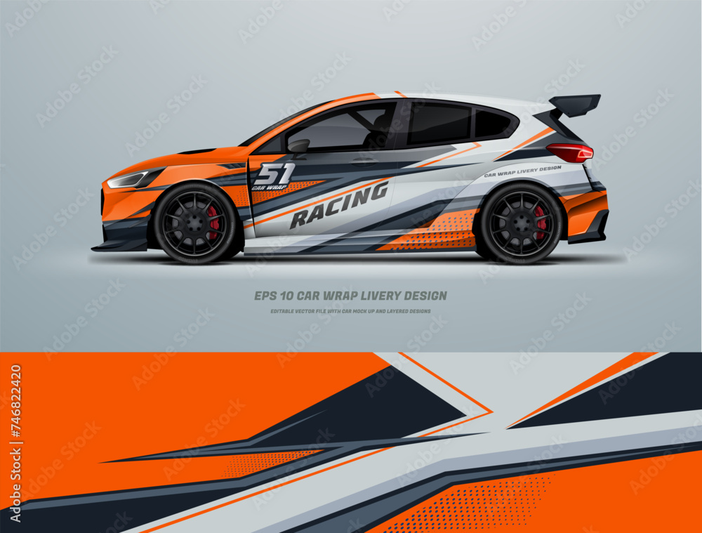 Sporty Racing Car Wrap Livery design vector file eps 10