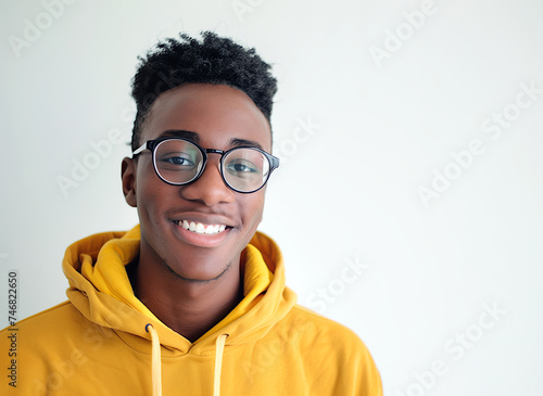 Cheerful Young Man in Yellow Hoodie