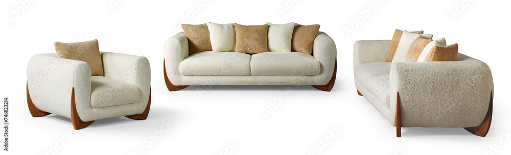 Fototapeta premium Modern furniture set isolated on white background