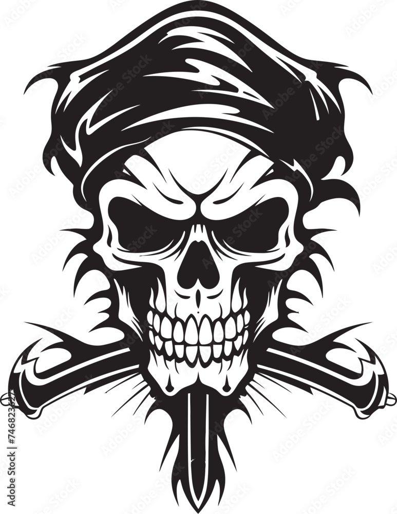 Pirates Legacy Logo Skull and Blade Graphic Buccaneers Insignia Swashbuckler Skull