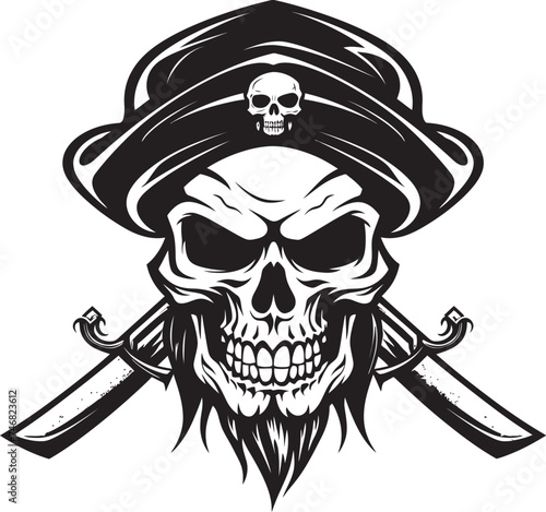 Pirate Captains Insignia Skull and Blade Icon Dagger through Skull Logo Emblem of the High Seas