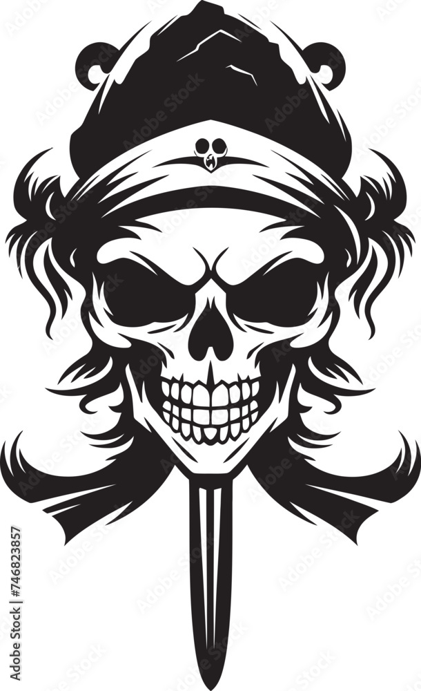 Pirate Captains Insignia Skull and Dagger Badge Dagger Piercing Skull Logo Emblem of Rogues