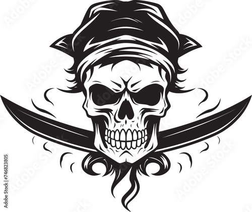 Swashbucklers Logo Skull and Dagger Insignia Rogue Pirates Crest Buccaneers Mark
