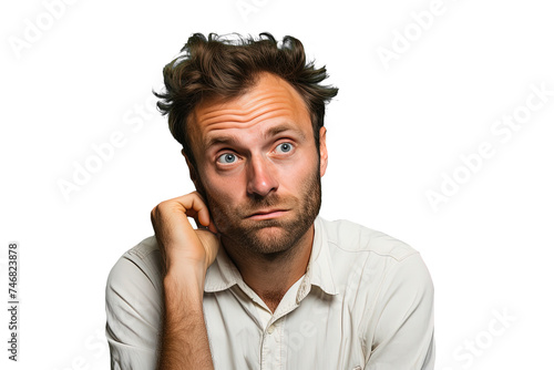 Close up of a worried caucasian man
