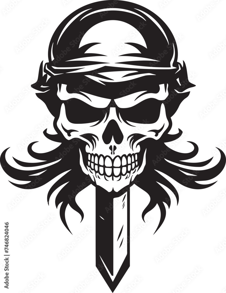 Skull and Dagger Crest Pirates Mark Cutthroat Pirate Insignia Jolly Roger Dagger Symbol