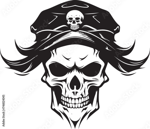 Jolly Roger Emblem Skull Pierced by Dagger Skull with Dagger Logo Buccaneers Insignia