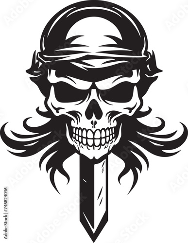 Fototapeta Naklejka Na Ścianę i Meble -  Skull and Dagger Crest Pirates Mark Cutthroat Pirate Insignia Jolly Roger Dagger Symbol