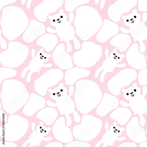 Christmas animals seamless polar white bears and ice pattern for wrapping paper and kids print and new year accessories