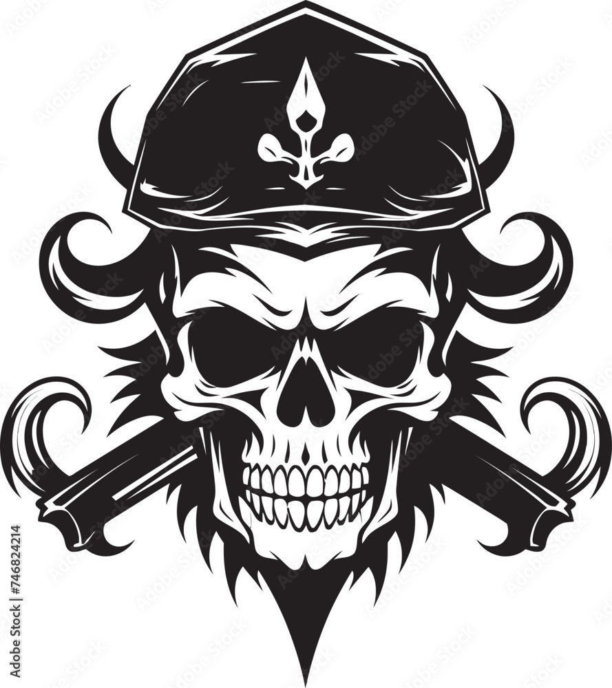 Skull and Dagger Crest Symbol of Rogues Cutthroat Pirates Emblem Skull with Blade Skull and Dagger Crest Symbol of Rogues Cutthroat Pirates Emblem Skull with Blade