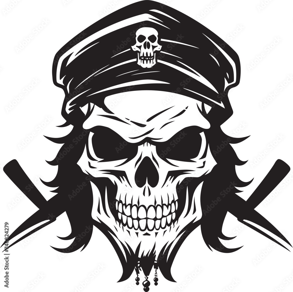 Cutthroat Pirate Emblem Dagger through Skull Design Jolly Roger Insignia Iconic Symbol of Rogues Cutthroat Pirate Emblem Dagger through Skull Design Jolly Roger Insignia Iconic Symbol of Rogues